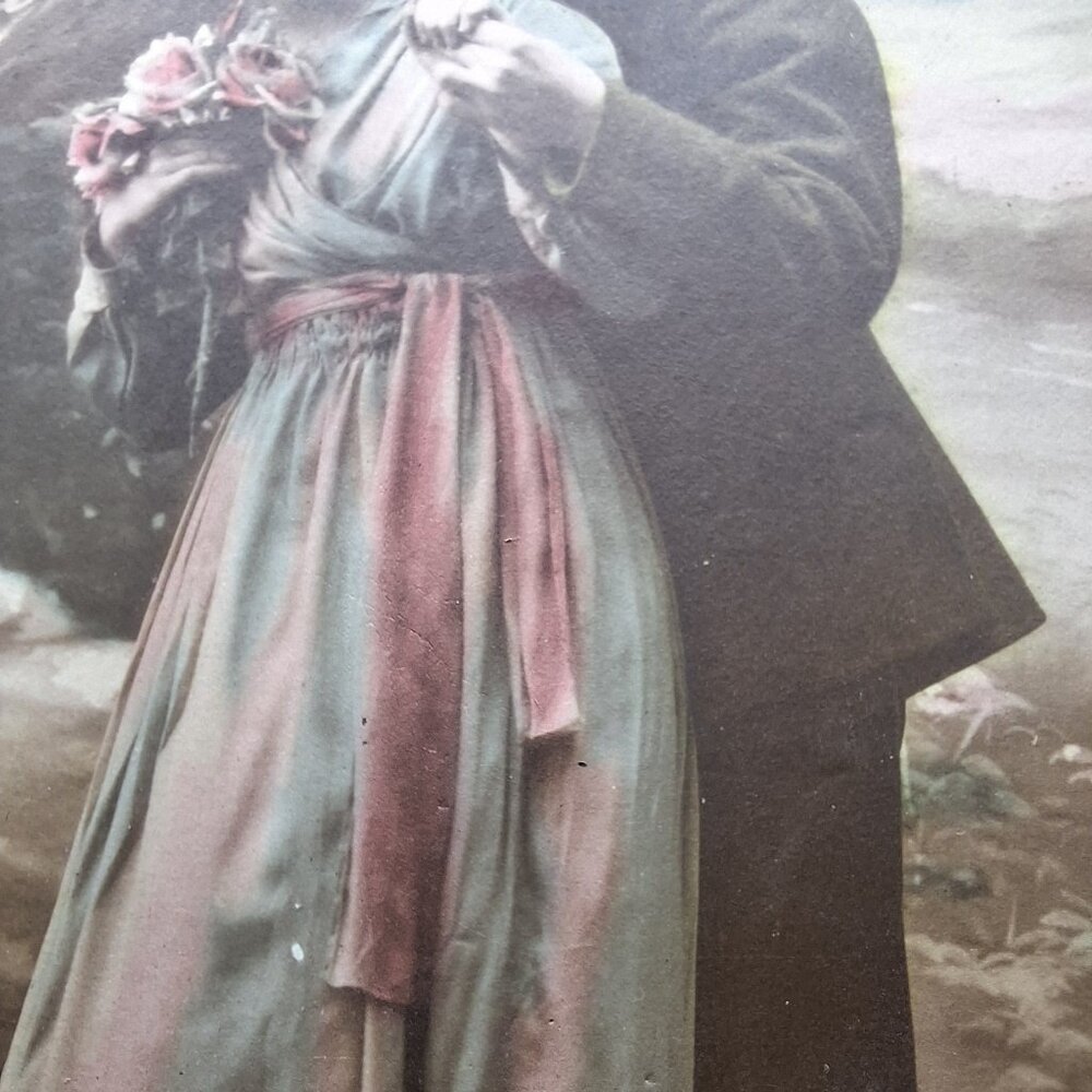 French Romantic Soldier Postcard 1919 Colorized Artwork Sentimental Antique‎ - Picture 7 of 8